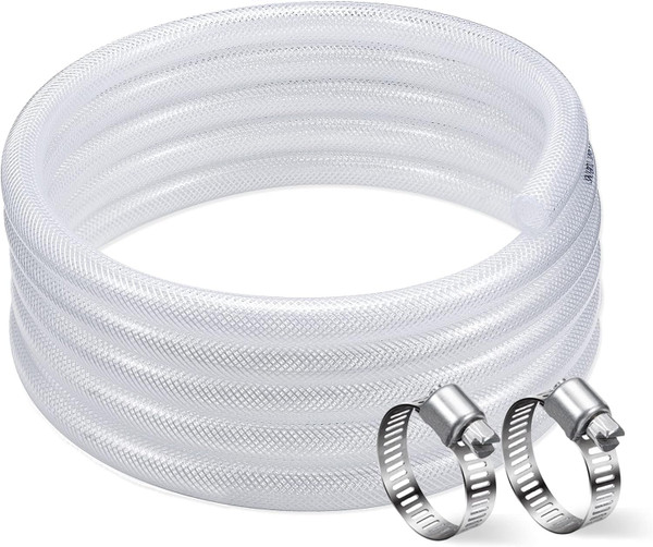 DAVCO 1" ID × 50ft Heavy Duty Braided Clear Plastic Vinyl Tubing & Clamp