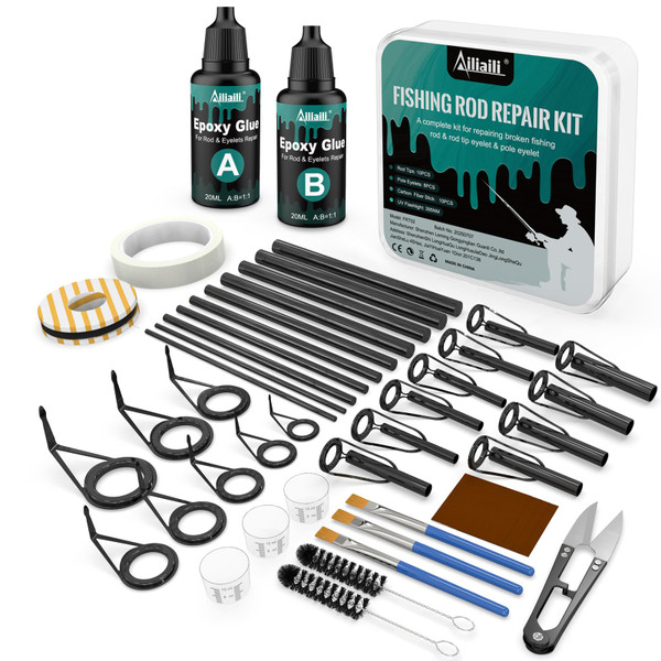 ailiaili Fishing Rod Repair Kit - 3-in-1 Fishing Pole Complete Supplies Kit