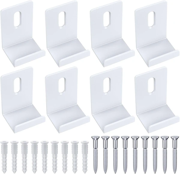 Difenni Metal Mirror Clips 3/4 Inch Wide Channel Mirror Clips Heavy Mirror for Frameless Mirror Clips Wall Mounting Hanger for Mirror Tile Picture Frame Metal Mirror Holder Kit 8 Pieces (White)