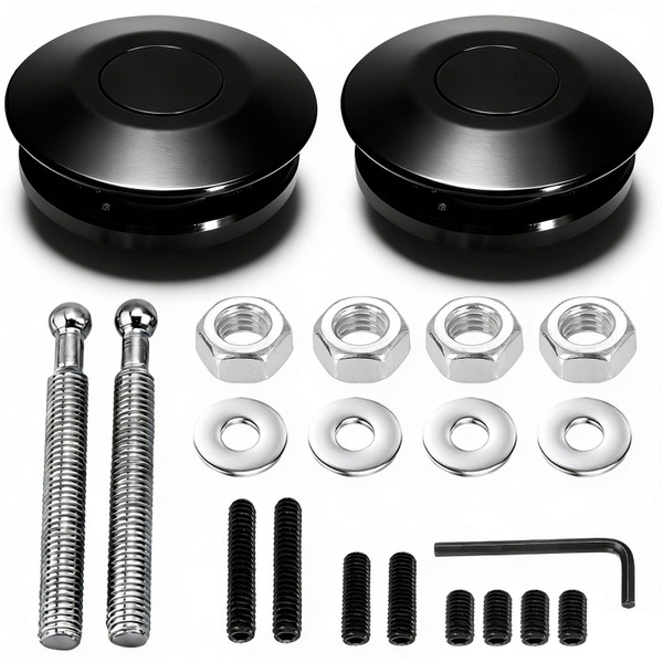 Klfte 2 Pack Quick Latch Hood Pins Universal 2.44" Diameter Quick Release Latch Push Button Hood Bonnet Pins Lock Clip Kit (Black)