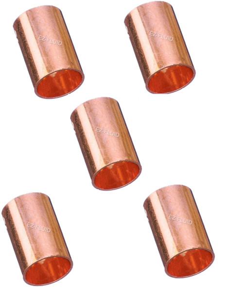 EZ-FLUID 2" C X C LF Copper Slip Coupling Pressure Fitting Without Stop, Sweat Solder Connection Connector End Repair Coupler, Residential,Commercial Plumbing (5)