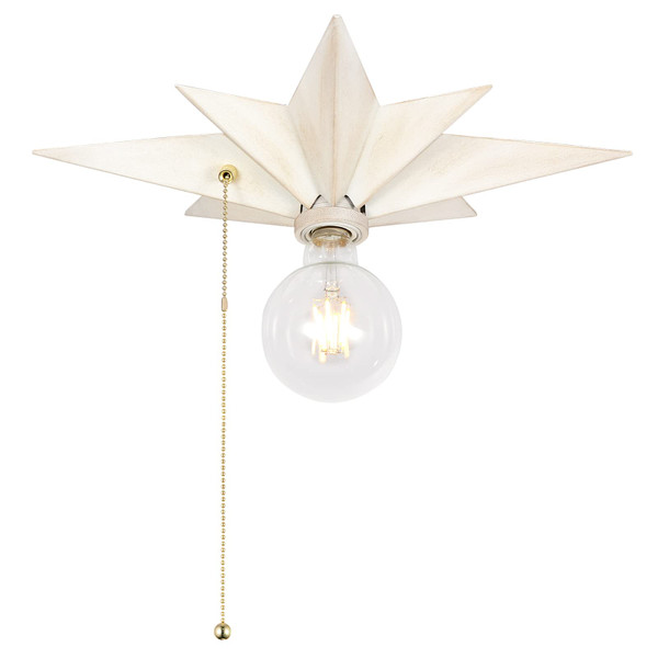 16 inch Flush Mount Ceiling Light with Pull Chain On/Off Switch, White Star Ceiling Light Fixtures, Farmhouse Modern Lighting for Hallway, Entryway, Porch, Study, Bedroom, Stair, Kitchen, Bathroom