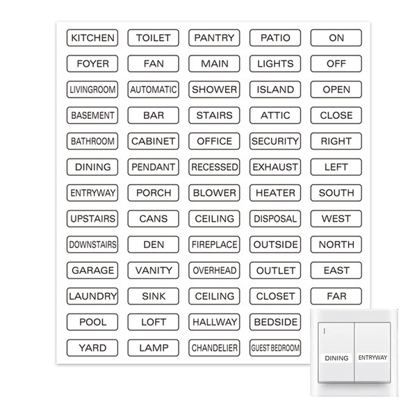 Light Switch Label Sticker 975PCS Transparent Switch Sticker Ideal for Home Kitchen Bathroom Office Electrical Panel Labels 15 Sheets with 65 Stickers Each Easy to Use Durable Design