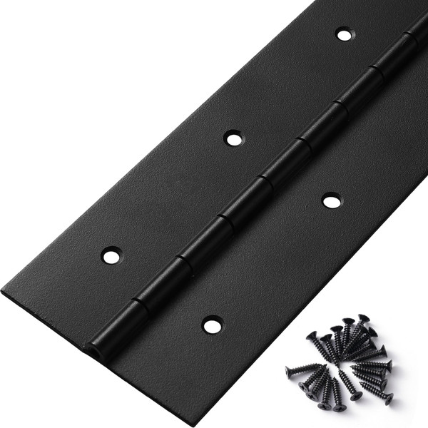 Heavy Duty Piano Hinge 48 Inch x 3 Inch Width, True 0.060'' Thick Stainless Steel Black Piano Hinge for Heavy Duty Cabinet, Door, Toolbox, Wooden Box, Metal Plate, Furniture, Industrial Project