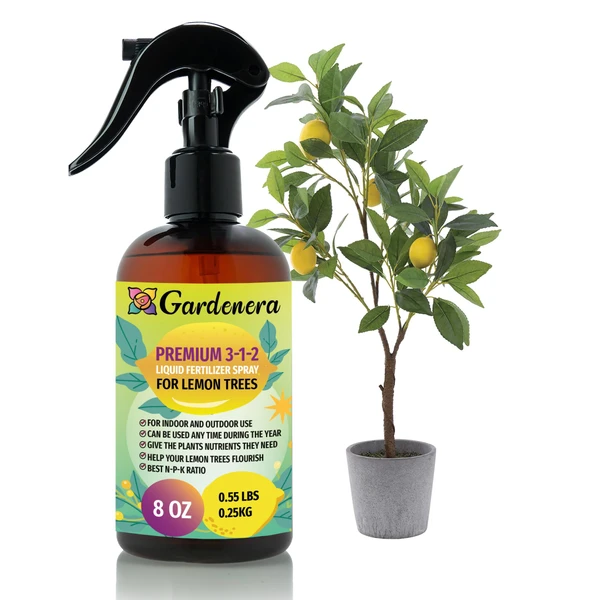 Gardenera Professional Lemon Tree Spray Fertilizer Mist for Home Gardening | 3-1-2 Gentle Blend Mist for Healthy Leaves & Growth | Essential Nutrients for Lemon Trees - 8oz