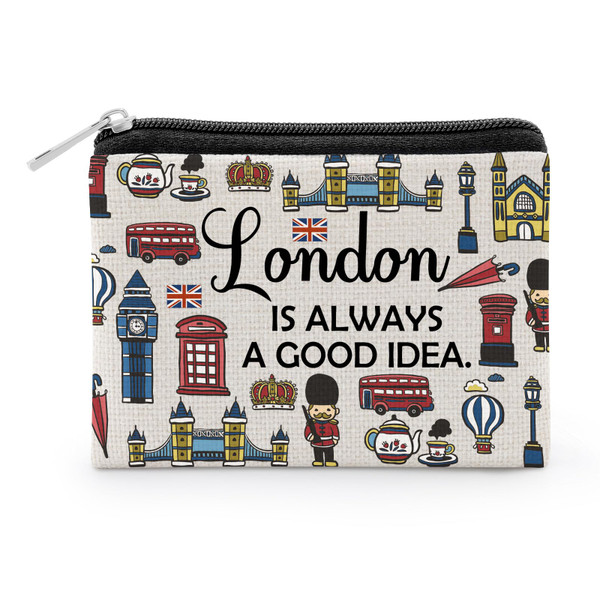 London Lover Souvenirs Gifts London City Themed Gifts for Traveller Women Friends Coin Purse Britain Gift for City Lover Mom Friend Sister Traveller Birthdays Christmas Graduation Change Purse