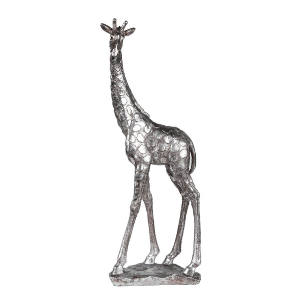 Hebdids Silver Decorative Giraffe Statue, Modern Art Animal, 17.72in