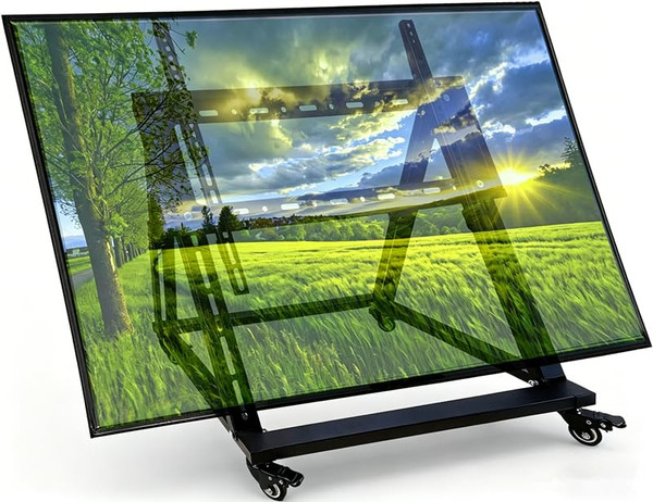 BIGalleons Low Height Mobile TV Stand, Confidence Monitor Stand, Rolling TV Mount with Wheel for 32-70 inch Flat Curved Screen TV, LED LCD, 30° Adjustable Viewing Angle (Pro-Version)