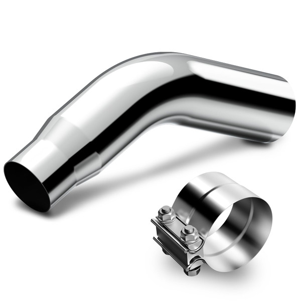 LCGP 5" Elbow Exhaust Tip with a Clamp, Chrome Electroplated Exhaust Pipe 5" Inlet 6" Outlet 23" Length Turndown Diesel Exhaust Tip