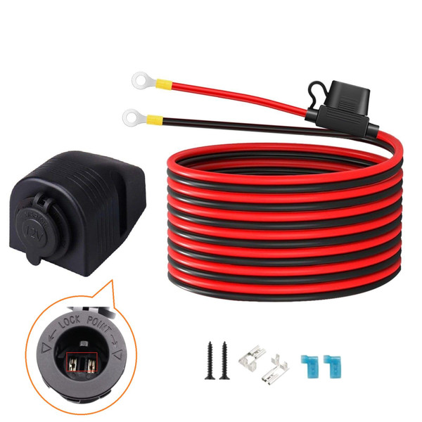 10900027 Fridge Freezer Wiring Kit and Threaded Socket Mount for Quick Installation onto 12V Battery Compatible with 12Volt Fridge Freezers