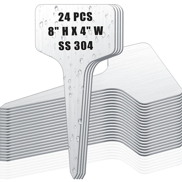Hicarer 24 Pcs Metal Plant Labels, Stainless Steel 8" x 4" Garden Markers