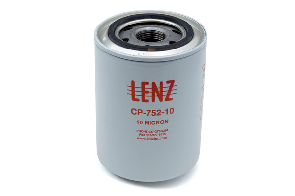 Lenz CP-752-10 Filter Element, 10 Micron, 20 GPM, 200 PSI, 1-12 UNF Threads
