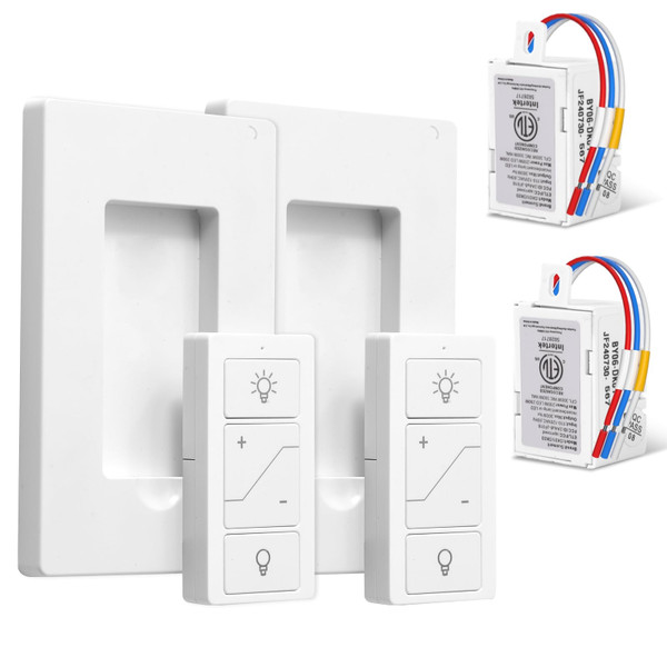 Sunmerit Wireless Dimmer Switch, 2 Remote Light Switch and 2 Receiver kit, Work with Alexa Voice Control, Single Pole Smart Wall Switch Lighting Fixture for Dimmable Bulbs Ceiling Lamps, ETL Listed