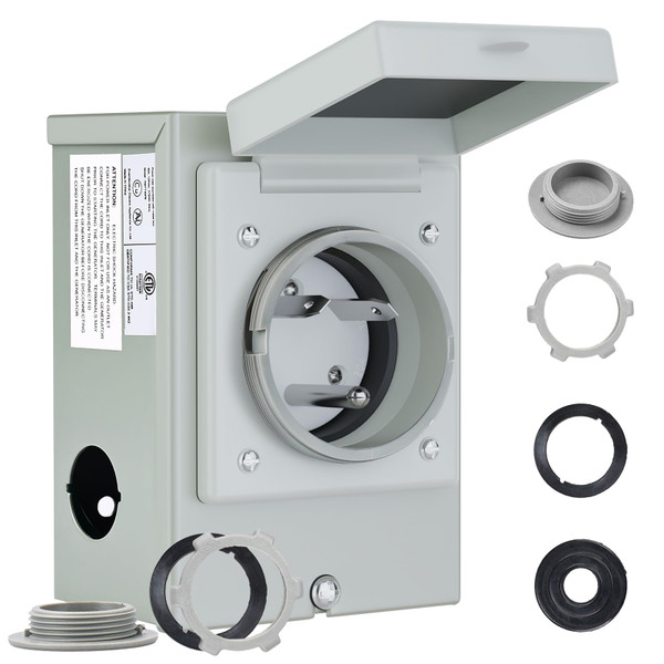 RVMATE Pre-Drilling 30 Amp Generator Power Inlet Box NEMA TT-30P