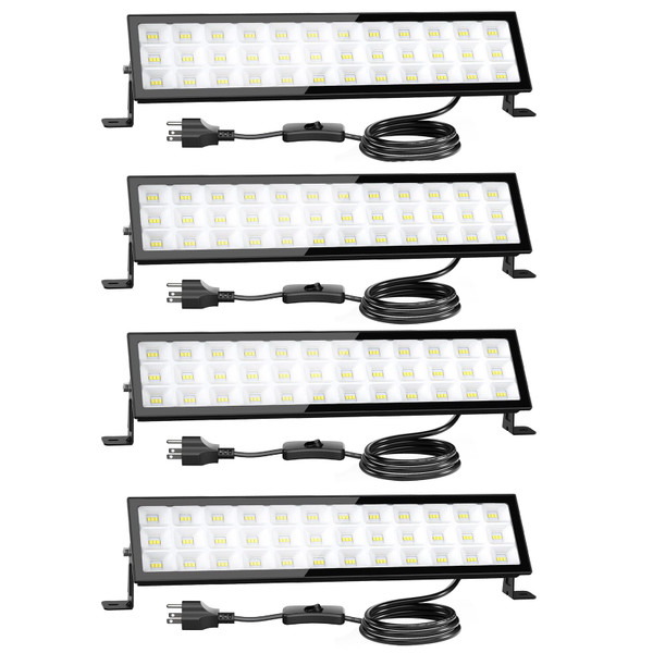 Onforu 4Pack LED Shop Lights,100W 14000lm Plug in Ultra Bright LED Work Lights,6500K Daylight White Garage Light,IP66 Waterproof Lighting for Garage Warehouses Workshop