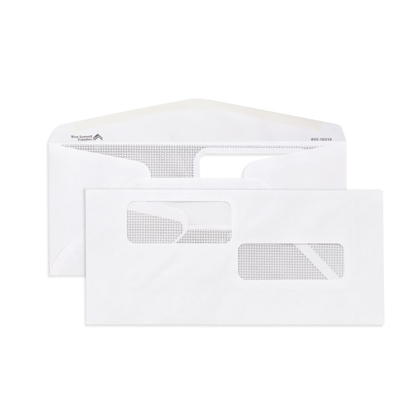 Blue Summit Supplies 500#10 Double Window Payroll Check Envelopes, Gummed