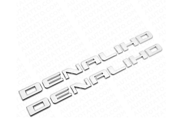 2X Denali HD Side Door Tailgate Letter Nameplate Emblem Badge 3D Replacement for Denali (Chrome)