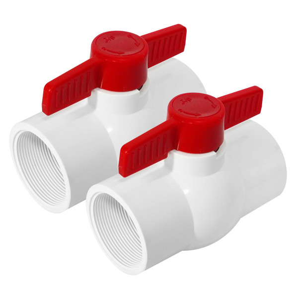 YADIAN 2 Pack PVC Ball Valves 1-1/2'', T-handle Water Shut-Off Ball Valve, PVC Ball Valve 1-1/2 inch for Water Project, Swiming Pool, Sewage Pump, Irrigation System, Rated at 150 PSI, Thread