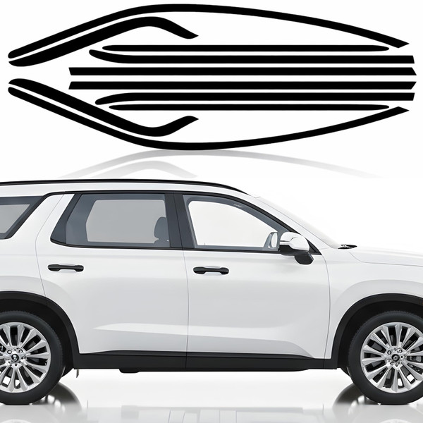 Flarexion Fit for 2020-2025 Hyundai Palisade Side Window Chrome Delete Trim Overlay Kit with Gloss Black Blackout Film