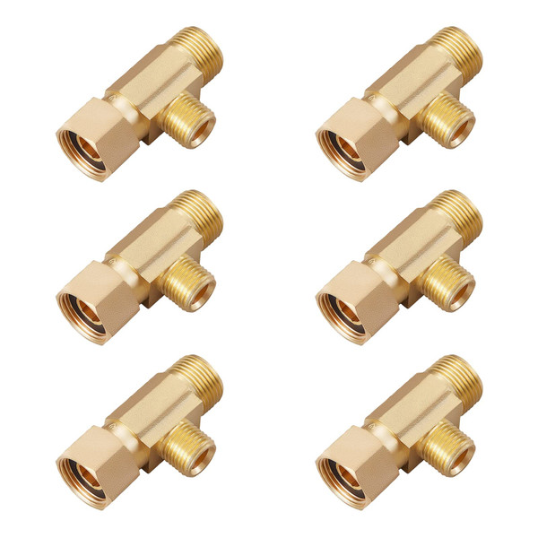 Lead-Free Brass 6 PCS 3/8 x 1/4" Angle Stop Add-A-Tee Compression Tee Valve