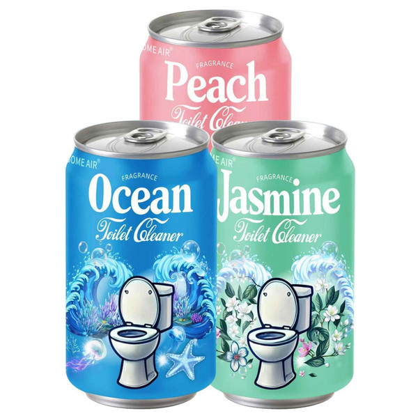 CloudMades Beverage can Toilet Bowl Cleaner，,Septic ToiletBowl Tablets in Bottles，Powerfully Cleans andPrevent Stain Build Up(Ocean&Peach&Jasmine)