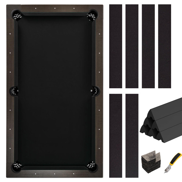 iEsstros Pool Table Felt 8ft and Bumper Kit Felt for Billiard Cloth with K66 Pool Table Bumpers and Cushions Facing, 6 Pcs Cloth Strips and Staple Remover-Black