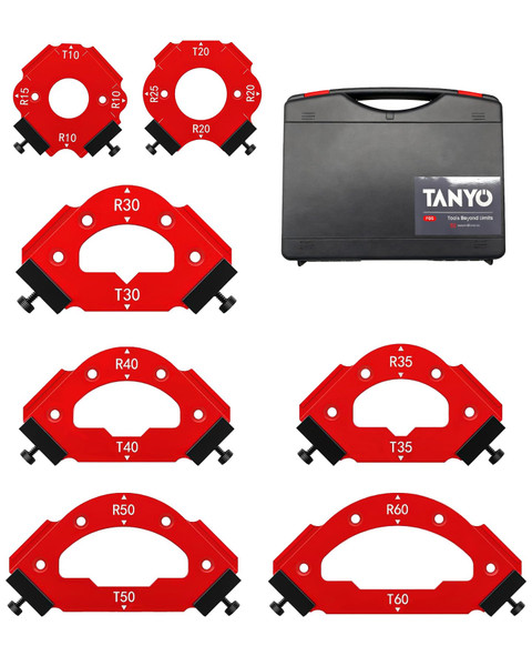 TANYO 7pcs Router Corner Radius Template, 3 in 1 Radius Jig T10-60, R10-60