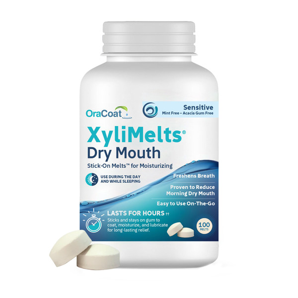 Oracoat XyliMelts Dry Mouth Relief Acacia Gum-Free Xylitol 100 Ct Sensitive