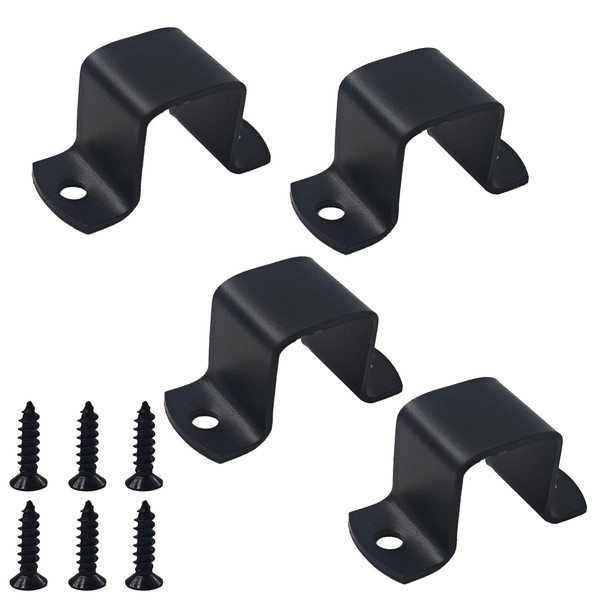 bociloy 4Pcs Square Tube Strap Clamp, Heavy Duty U-Shaped Pipe Clamps for 1"x1" Square Pipe, Powder Coated Black Bracket for Deck, Fence, Pipe Installation