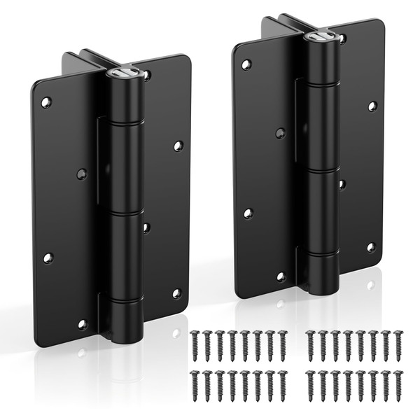 SANKINS 5-3/4" Adjustable Self Closing Aluminum Gate Hinges, Heavy Duty Gate Hinges for Metal Gates, Legged Door Hinges Fence Gate Hinge for Pool Gate, Aluminum Gate, 2pcs, Black