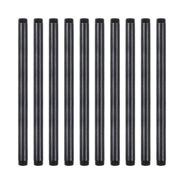 NiuBid 10 Pack 1/2 x 12 Inch Black Pipe Malleable Steel Nipples Fitting