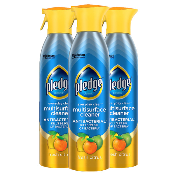 Pledge Antibacterial Multisurface Cleaner Spray, Fresh Citrus, 9.7 oz, 3 pk