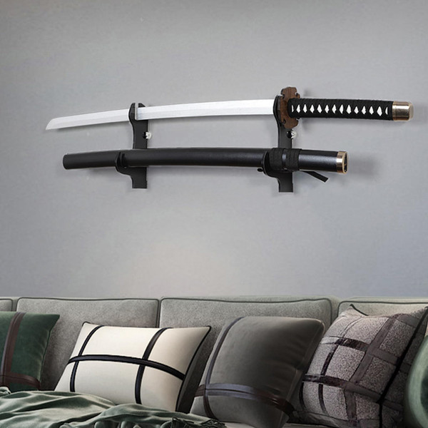 Samurai Sword Wall Mount - Katana Stand (Black) 2 Tier Plexiglass Martial Arts Swords Display