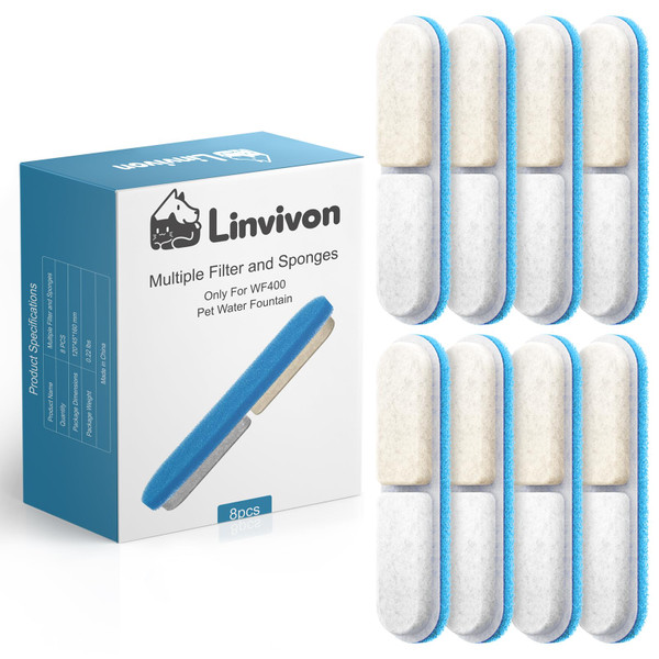 Linvivon 8-Pack Replacement Filters for WF400 Fountain