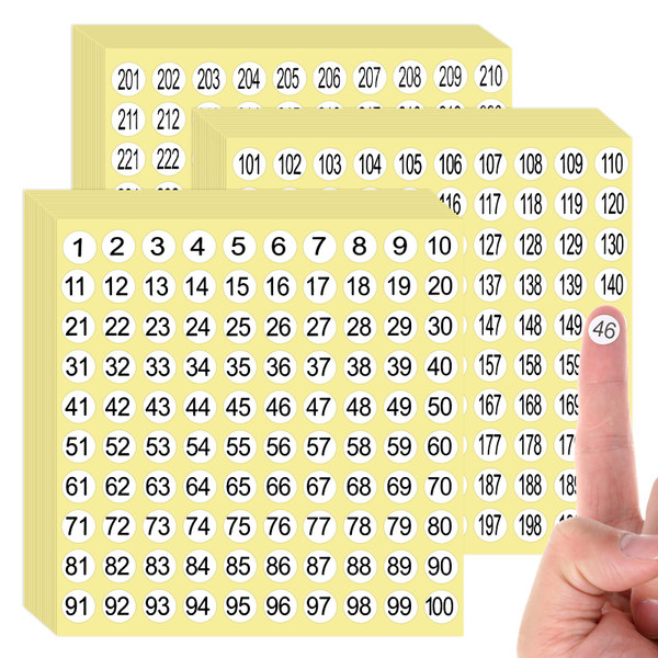 Nogeqi 4500PCS Small Number Stickers 1-300, Round 1 to 300 Numbered Stickers Self Adhesive, Consecutive Inventory Number Labels Sticker for Storage Organizing Boxes Bins Toolbox (45 Sheets)