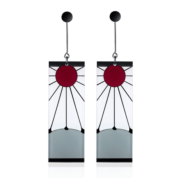 925 Sterling Silver Tanjiro Earrings,Anime Cosplay Tanjiro Black Earrings Ear clip For Men Women Earrings (E1)