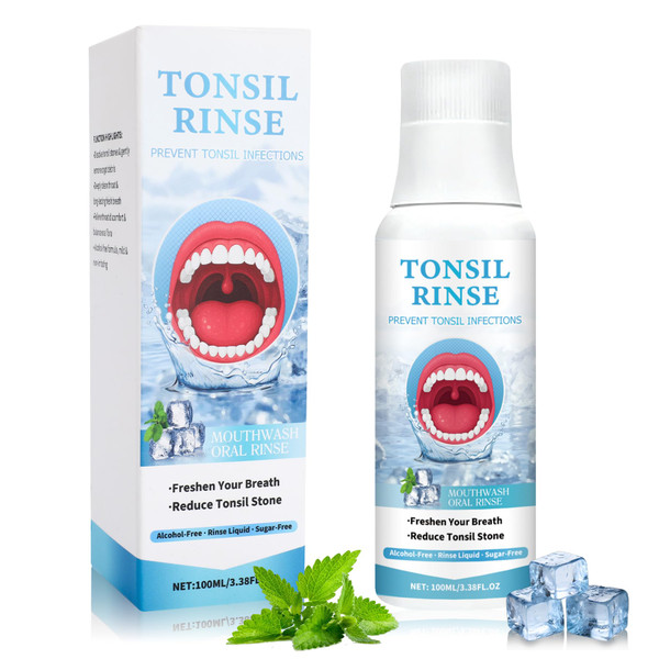 Tonsil Stone Remover Mouthwash, Natural Alcohol Free Oral Rinse to Soothe Tonsils, Relieve Dry Mouth & Combat Bad Breath