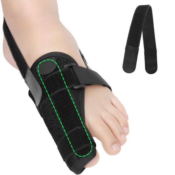Vokvaktak Broken Big Toe Splint Brace for Women & Men, Adjustable Big Toe Support Brace with 2 Aluminum Plates for Big Toe Broken, Fracture, Injured, Sprains (Black, Right)