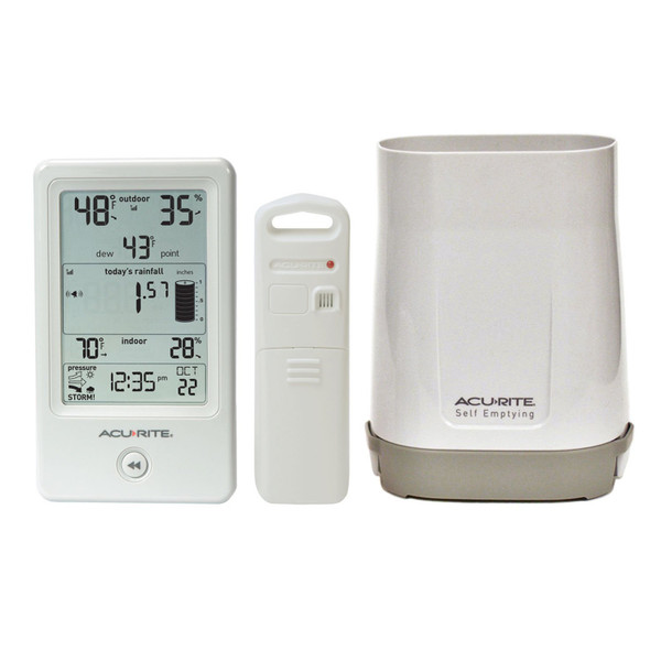 AcuRite (01089MCB) Self-Emptying Wireless Rain Gauge with Storm Alerting