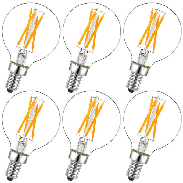 LiteHistory G16.5 E12 Candelabra Bulb 40 watt,Warm Light Bulbs,2700K,6Pack