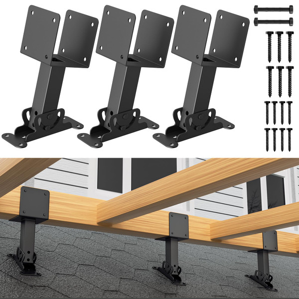 4x4 Roof Riser Brackets Kit,3 PCS Adjustable Angle Pergola Brackets
