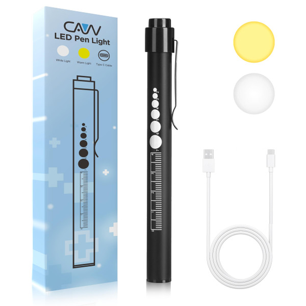 CAVN Rechargeable Pen Light with Pupil Gauge LED Penlights for Nurses