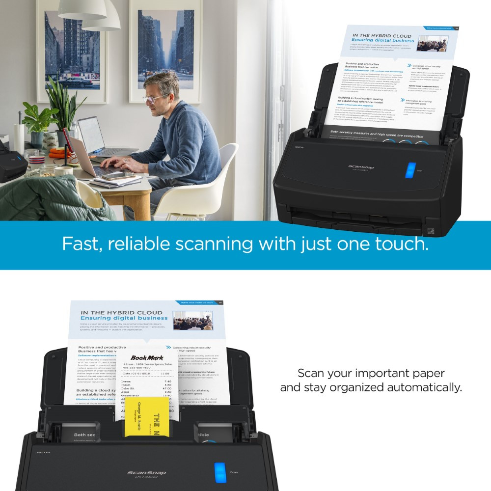 ScanSnap iX1400 Classic One-Touch Button Scanner for PC and Mac