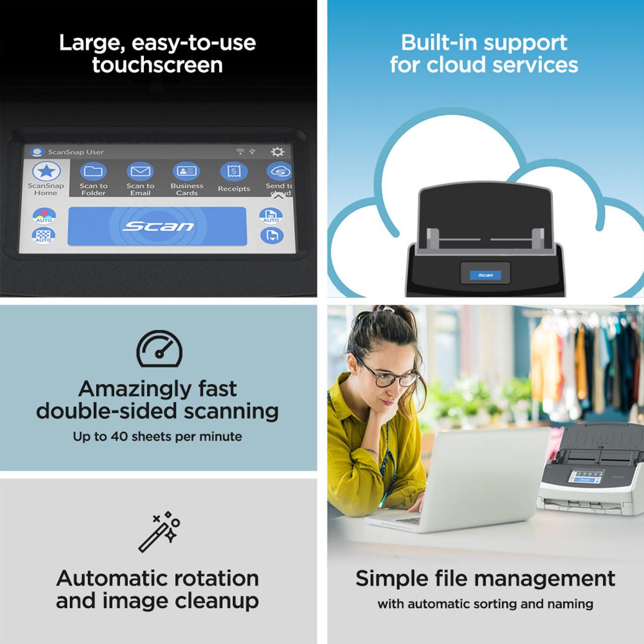 ScanSnapiX1600 ブラック ScanSnap iX1600 Touch Screen Scanner for PC and Mac (Black)