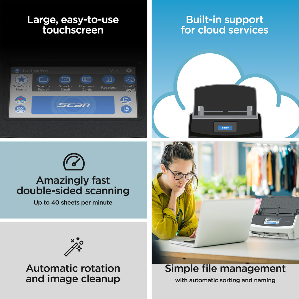 ScanSnap iX1600 Deluxe Scanner with Adobe® Acrobat® Pro DC in Black