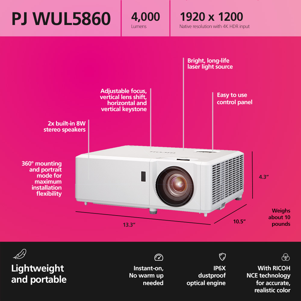 Buy the RICOH Compact Laser Projector PJ WUL5860 | PFU Ricoh Store