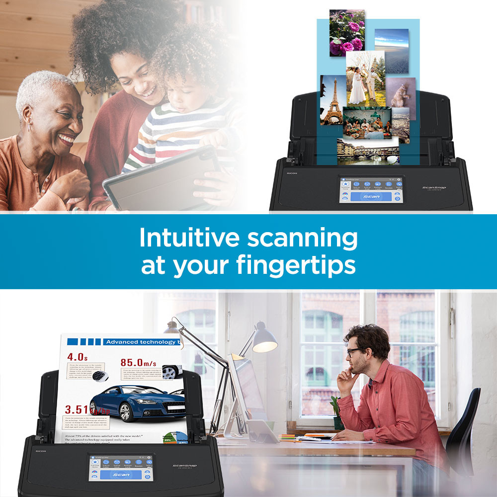 Certified Refurbished ScanSnap iX1600 Touch Screen Scanner (Black)