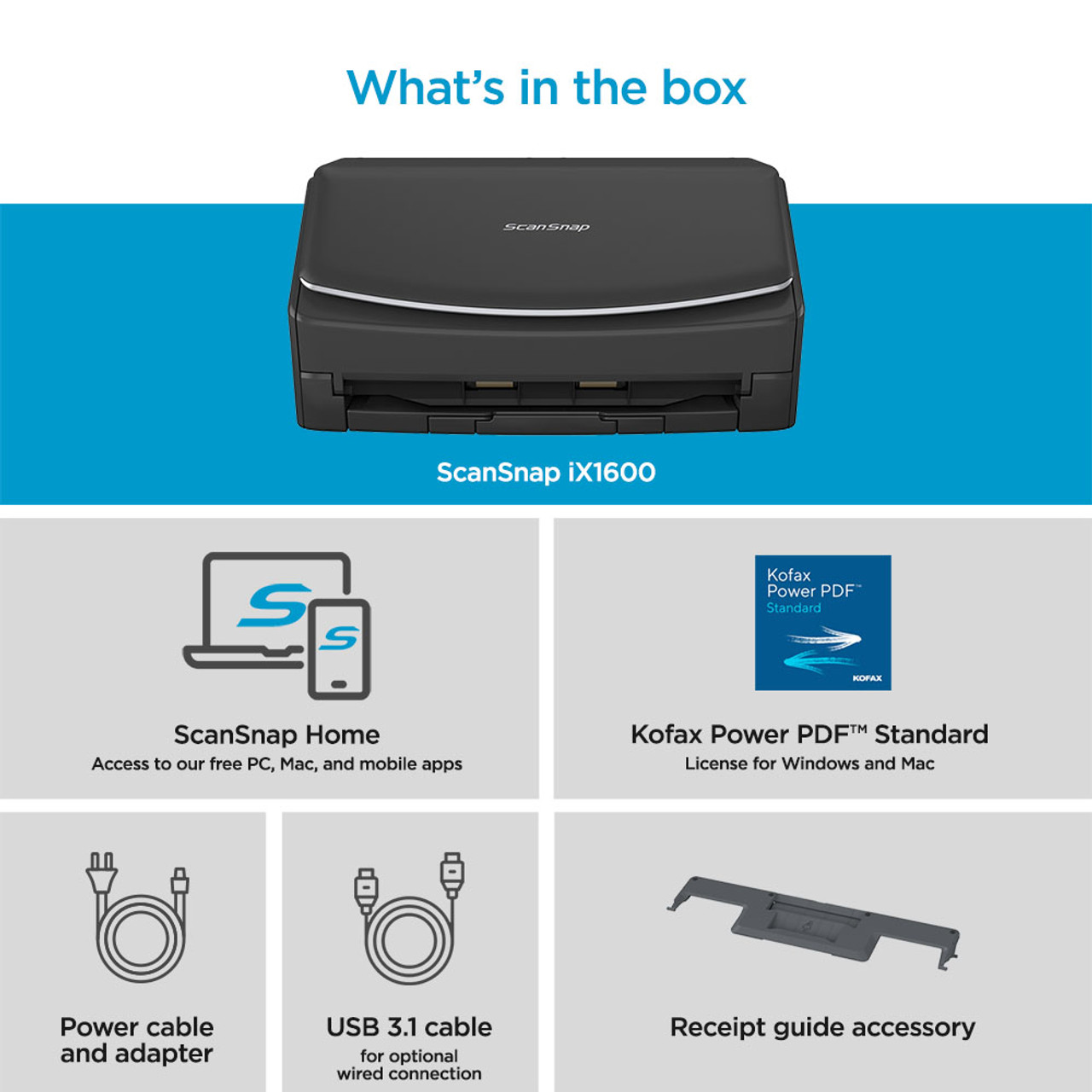 Certified Refurbished ScanSnap iX1600 Touch Screen Scanner