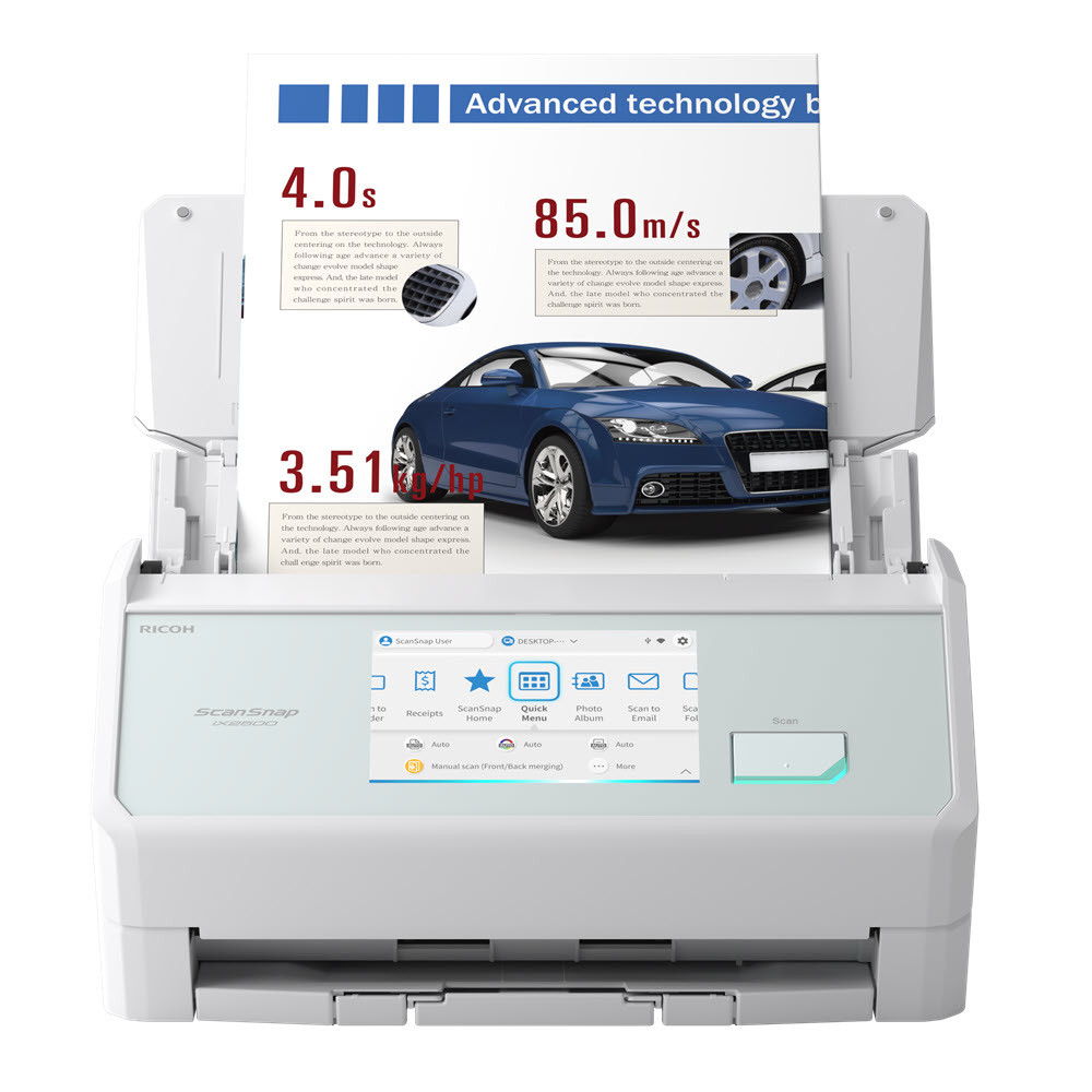 ScanSnap iX2500, White | Touchscreen Document Scanner for Mac & PC 