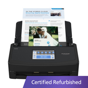 ScanSnap iX1600 Certified Refurbished cloud-enabled touchscreen document scanner lets you digitize and organize documents with one-touch scanning